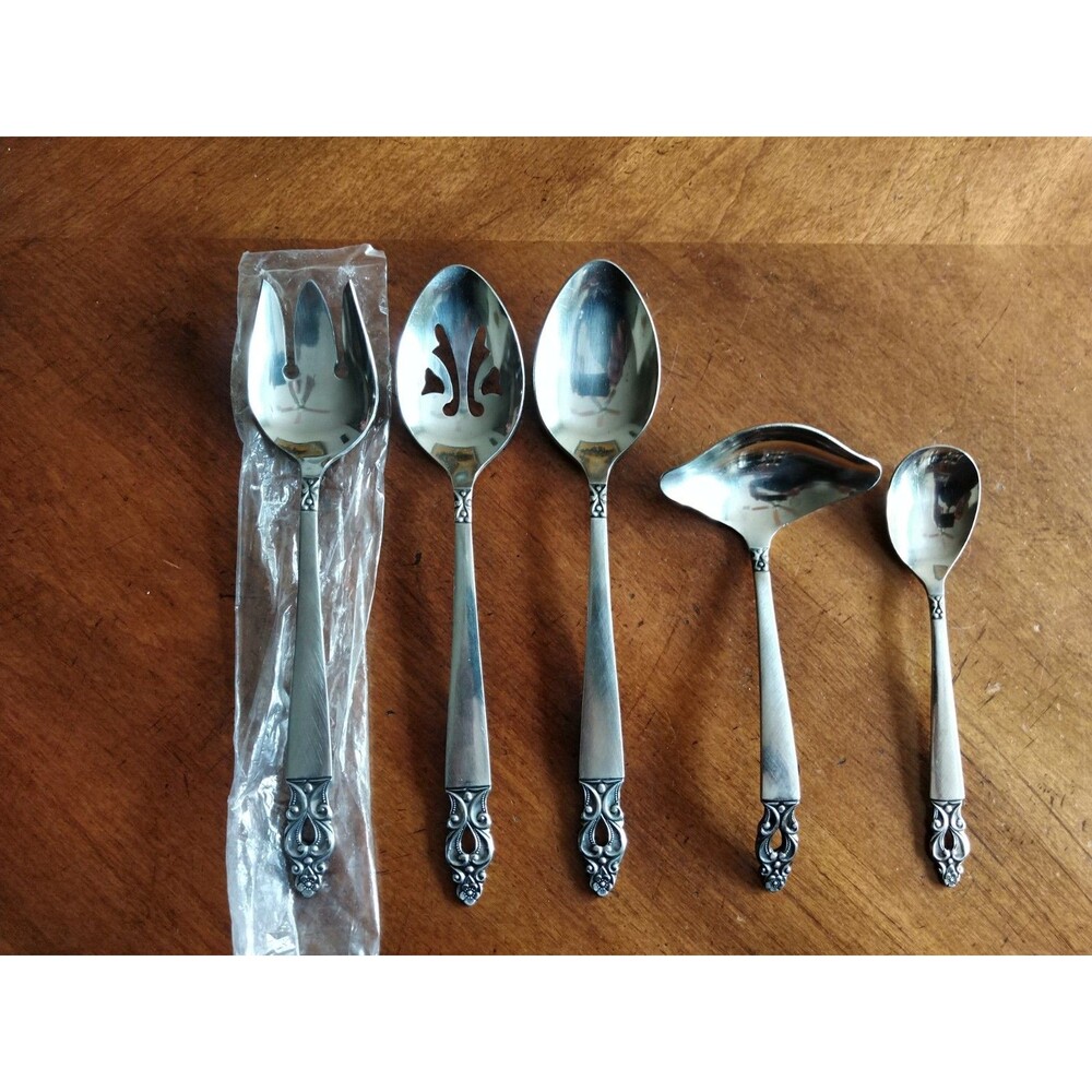 Lot 5x Serving Spoon Ladle ++ Olaf Flatware National Stainless Silverware Japan